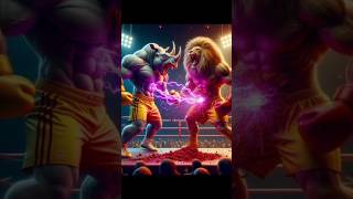 Lion vs Rhinoceros Boxing Fight 😡💪💪shortvideo lion youtubeshorts viralvideo [upl. by Anilag]