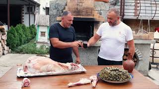 ROASTING LAMB STUFFED with GROUND BEEF in a COUNTRY OVEN [upl. by Colville]