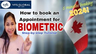 How to book appointment for Canada Biometric Enrollment at VFS Global 2024 Stepbystep Tutorial [upl. by Amatruda]