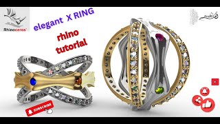 How to create a beautiful and elegant X ring jewellerydesign design rhinotutorial [upl. by Travers]