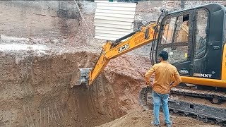 JCB poclain excavator basement digging work jcb 140 poclain excavator jcb machine [upl. by Nilad]