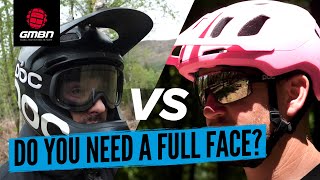 Do You Need A Full Face Helmet For Mountain Biking  Full Face Vs Half Shell MTB Helmets [upl. by Akimad]