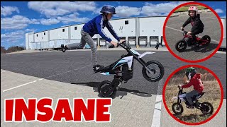 Mini Electric Dirt Bikes At The Lot Evercross ev65 and ev06 best kids bikes [upl. by Etyam]