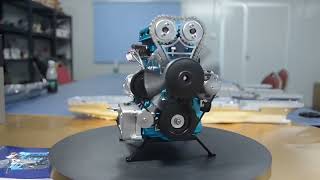 Turbocharged Inline 4 Cylinder Engine Show Time l4 enginemodel engine enginediy diy [upl. by Dyan]