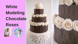 How to make White Modeling Chocolate Roses  Cake Decorating Tutorials [upl. by Akeirahs690]