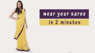 How To Wear A Saree In 2 Minutes Trick [upl. by Eelanaj]