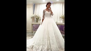 Ball Gown Tulle Bateau Lace Court Train Wedding Dresses  Hebeos [upl. by Cannon]