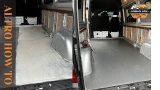 Ep7 SPRINTER VAN BUILD CAMPERVAN FLOORING ALTRO VINYL [upl. by Etteuqaj]