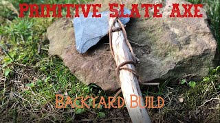 Primitive Slate Axe Backyard Build  Survival Axe Tutorial [upl. by Ardnoek]