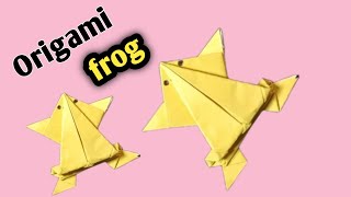 How to make a paper frog origami  origami jumping paper frog [upl. by Fafa]