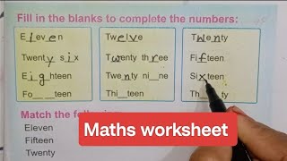 Maths worksheet for UKG nursery LKG and 1st class  Math fill ups  Maths matching [upl. by Saphra436]