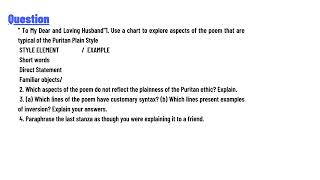 Which aspects of the poem do not reflect the plainness of the Puritan ethic [upl. by Itsirc]