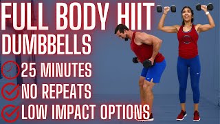 25 Minute Full Body Dumbbell HIIIT Workout  No Repeats [upl. by Weidman]