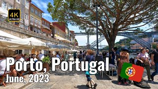 WALKING TOUR 4K  PORTUGAL OPORTO Porto Downtown Cais da Ribeira e Cais de Gaia  SPRING 2023 [upl. by Lennahc]