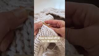 How to bind off in 1x1 rib stitch in knitting knittingtutorials knitting [upl. by Perkins]