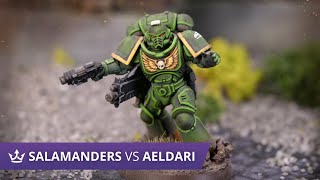 Salamanders vs Aeldari  9th Edition Warhammer 40k Battle Report [upl. by Nosinned]