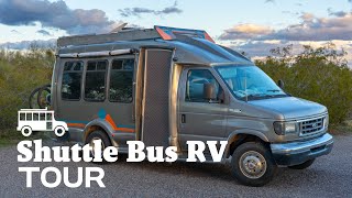 Shuttle Bus RV Tour  Full Kitchen  Hidden Toilet  Permanent Shower [upl. by Winola689]