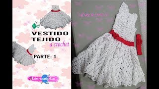 VESTIDO TEJIDO A CROCHET PARTE 1 DE 3  Labores Angélika [upl. by Ahsenrad]