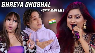 Waleska amp Efra react to Shreya Ghoshal Singing Marathi Song  Adhir Man Zale Live  Ajay  Atul LIVE [upl. by Aneeuqal]