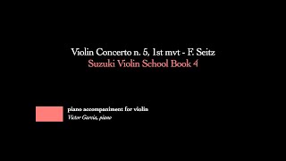 2 Violin Concerto n 5 1st movement  F Seitz  SUZUKI VIOLIN BOOK 4 PIANO ACCOMPANIMENT [upl. by Stavros]