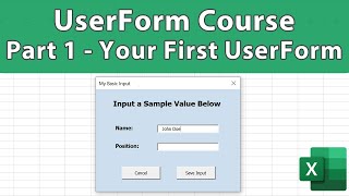 Excel UserForm Course 1  Your First UserForm [upl. by Greenlee847]