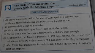 Std4 EVS 2 Lesson 12 The Siege of Purandar and the Treaty with the Moghul Emperor Digests Answers [upl. by Nyrrat]