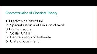 Characteristics of classical theory of organization [upl. by Rossen313]