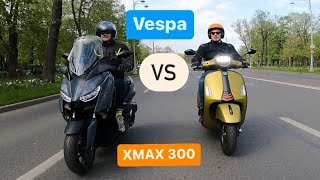 2023 Vespa 300 GTS VS Yamaha Xmax 300  The Battle Of The Scooters [upl. by Wilonah]