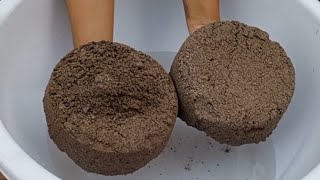 Dusty crunchy black 🖤 Sand Cement concrete cake crumble dipping in water 💦💦💦 satisfying sound asmr [upl. by Narayan]