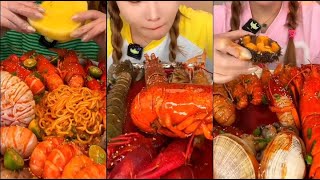 ASMR SPICY ASIAFOOD CRAB LOBSTER SCALLOPOYSTER EATING MUKBANG [upl. by Oicnaneb]