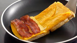 BREAKFAST EGG SANDWICH HACK  Crispy One Pan Egg Toast [upl. by Innavoeg]