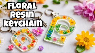 FLORAL KEYCHAIN  ALPHABETIC RESIN KEYCHAIN  RESN ART  DESIGN  quotVquot youtube resin resinart diy [upl. by Bouley454]