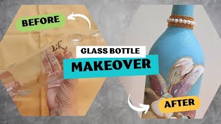 DIY Glass Bottle  Transform Old Glass Bottle In Showpiece  Pretty DIY [upl. by Inoy]