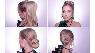 HAIRSTYLES COMPILATION 4 EVENING GOWN HAIRSTYLES TUTORIAL YOU CAN DO BY YOURSELF [upl. by Tsenrae]