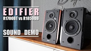 Edifier R1850DB vs Edifier R1700BT  Sound Demo w Bass Test [upl. by Nageem]