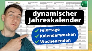 Excel Kalender 2024  mit Feiertagen Kalenderwochen amp Wochenenden ewiger Jahreskalender [upl. by Noivaz]