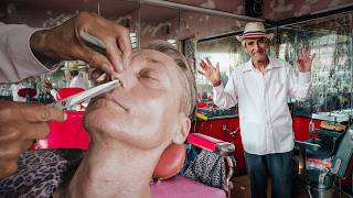 💈Authentic OldSchool Mexican Barbershop  81YearOld Barber’s Calming Shave amp Talking 🇲🇽 [upl. by Clary613]