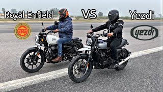 Yezdi Scrambler Vs Royal Enfield Meteor 350  Drag Race  Comparison  Acceleration Test [upl. by Ahsal]