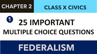 295  MCQs CHAPTER 2 Class10 CIVICS  FEDERALISM  Sst Class 10 CHAPTER 2 P1  POLITICAL SCIENCE [upl. by Comyns341]