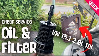 VW Transporter T5 20L TDI Oil Change and Oil Filter [upl. by Atnohs367]