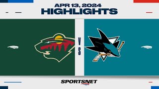 NHL Highlights  Wild vs Sharks  April 13 2024 [upl. by Stockton520]