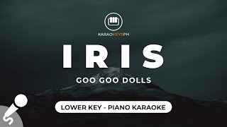 Iris  Goo Goo Dolls Lower Key  Piano Karaoke [upl. by Anirok734]