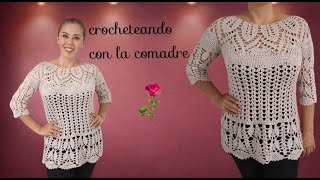 ⭐⭐⭐TUTORIAL HERMOSO BLUSON O VESTIDO ENCANTO TEJIDO A CROCHET parte 3 [upl. by Ddet]