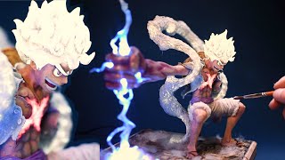 How to make ONE PIECE Luffy Gear 5 Nika holding lightning blot diorama  clay  figure [upl. by Nnaihs]