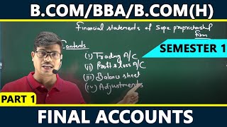 Final Accounts  Part 1 Most Important For Bcom BcomH BBA 1st Semester  Sunil panda sir [upl. by Lawan]