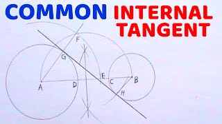 HOW TO DRAW A COMMON INTERNAL TANGENT TO TWO UNEQUAL CIRCLES  Technical drawing [upl. by Arette543]