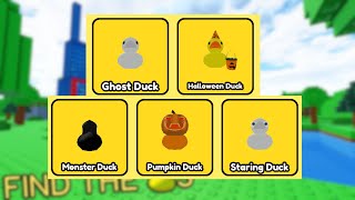 HOW to get ALL NEW 5 DUCKS Monster Pumpkin Ghost  Roblox  Find the Ducks [upl. by Elyl]