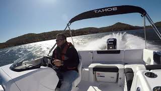 Tahoe 1950 Deck Boat on the water video [upl. by Aruol]