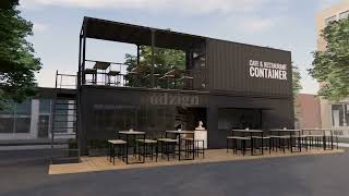 Container Cafe amp Restaurant 3d Illustration [upl. by Asiak]