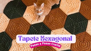 Tapete de Crochê com Hexágonos  Aprende o Passo a Passo [upl. by Blanc]